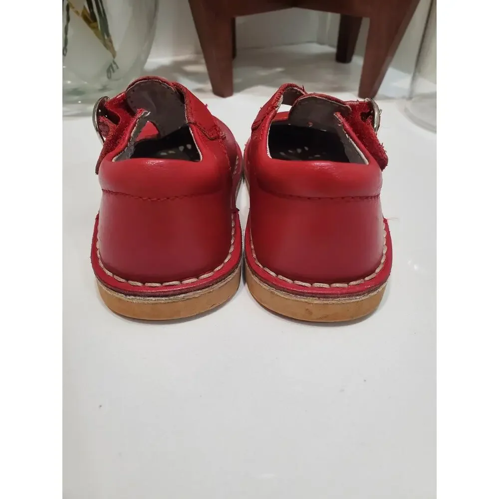 L'AMOUR Red Leather Mary Jane Girls Shoes Size 6